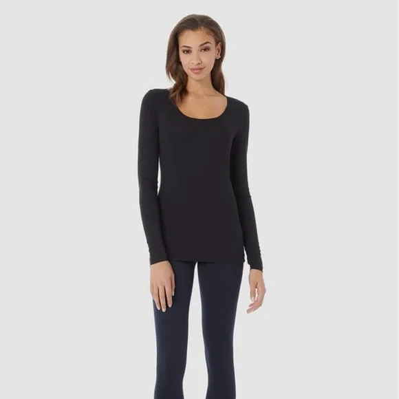 Women's 2-Pack Ultra Lightweight Thermal Long-Sleeve Baselayer Shirt| Scoop Neck - Picture 4 of 7